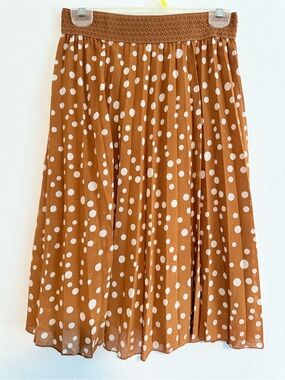 Metro Wear Brown Polka Dot Midi Skirt